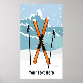Póster poster de esquí de invierno de texto personalizado