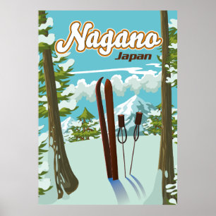 Póster Poster de esquí de Nagano Japón