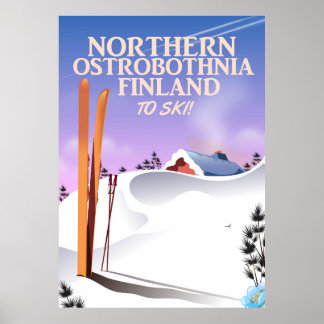Póster Poster de esquí de Ostrobothnia Finlandia del Nort