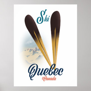 Póster Poster de esquí de Quebec Canadá