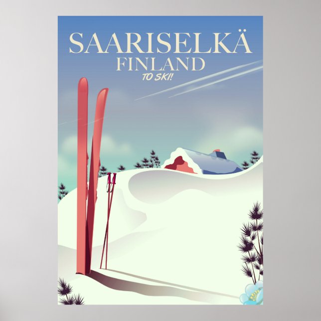 Póster Poster de esquí de Saariselkä Finlandia (Frente)