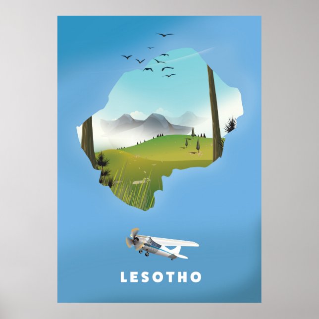 Póster Poster de Esquí de Sudáfrica de Lesoto (Frente)