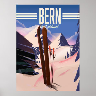 Póster Poster de esquí de Suiza