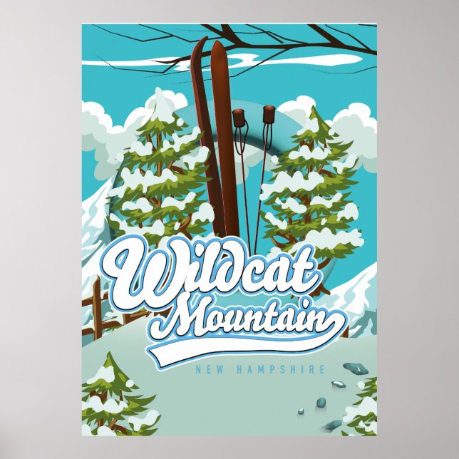 Póster Poster de esquí de Wildcat Mountain New Hampshire (Frente)