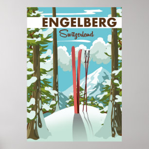 Póster Poster de esquí Engelberg Suiza