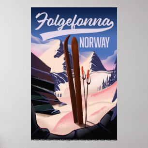 Póster Poster de esquí Folgefonna norway.