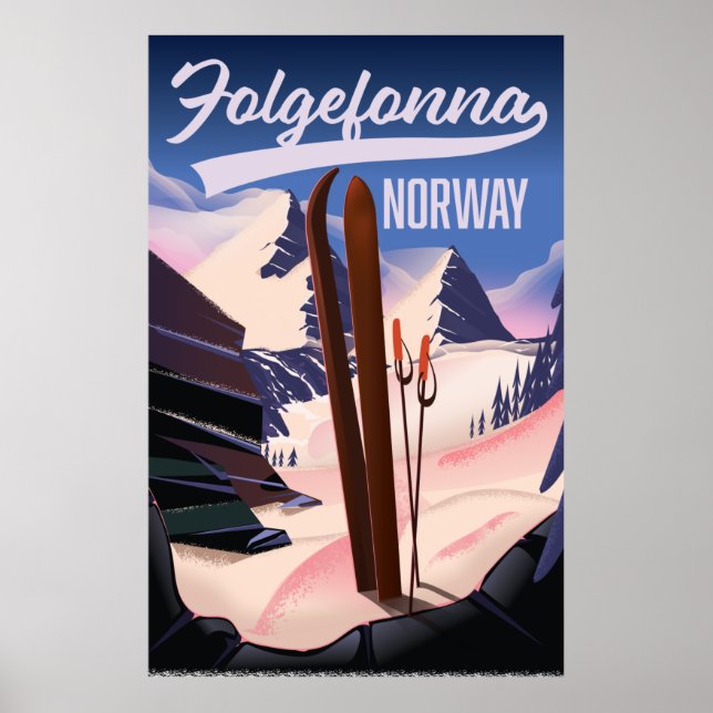 Póster Poster de esquí Folgefonna norway. (Frente)