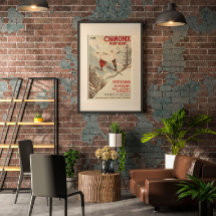 Poster de esquí francés Chamonix Mont Blanc Vintag