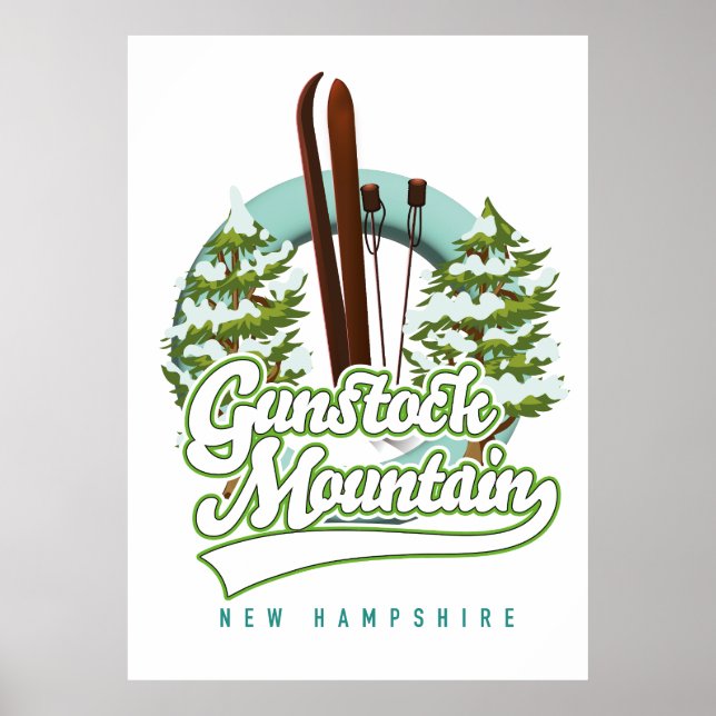 Póster Poster de esquí Gunstock Mountain New Hampshire (Frente)