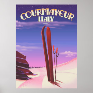 Póster Poster de esquí italiano Courmayeur