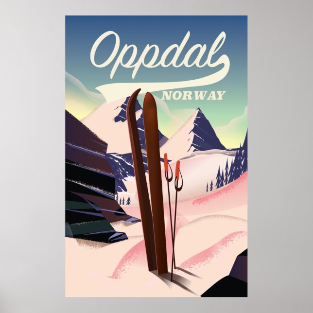 Póster Poster de esquí Oppdal norway. (Frente)