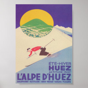 Póster Poster de esquí retro de L'Alpe d'Huez