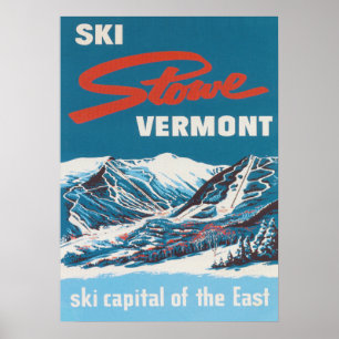 Póster Poster de esquí Stowe Vermont Vintage