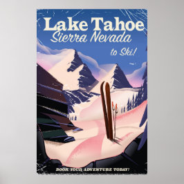 Póster Poster de esquí vintage Lake Tahoe sierra nevada