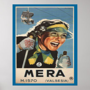 Póster Poster De Esquí Vintage, Mera, Valsesia
