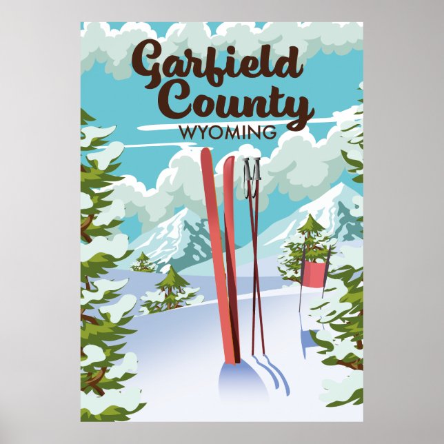 Póster Poster de esquí Wyoming del condado de Garfield (Frente)