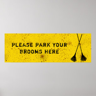 Póster Poster de estacionamiento de escobas salpicado de 