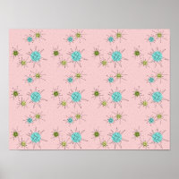 Poster de estallidos atómicos de icono rosa