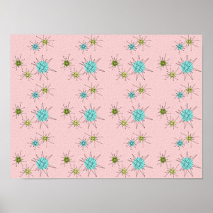 Póster Poster de estallidos atómicos de icono rosa