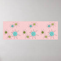 Poster de estallidos atómicos de icono rosa
