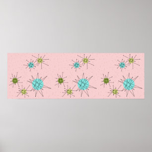 Póster Poster de estallidos atómicos de icono rosa