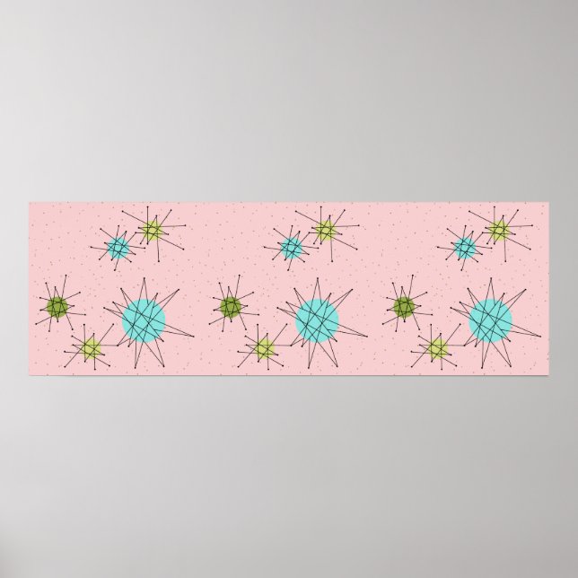 Póster Poster de estallidos atómicos de icono rosa (Frente)