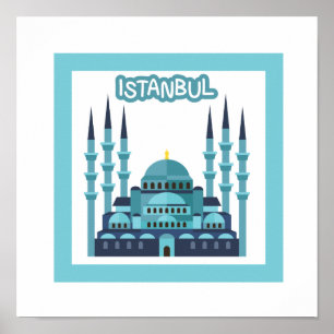 Póster Poster de Estambul en azul