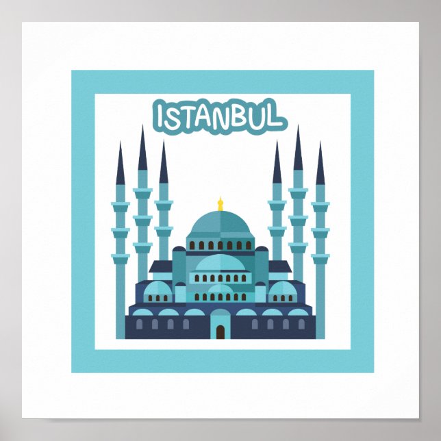 Póster Poster de Estambul en azul (Frente)