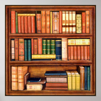 Póster Poster de estantería de la biblioteca de libros an
