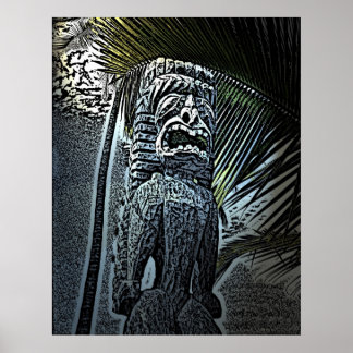 Póster Poster de estatua oscura de tiki