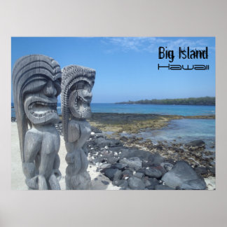 Póster Poster de estatuas de tiki de Big Island Hawaii