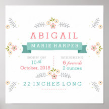 Poster de estatus para bebés florales