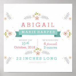 Póster Poster de estatus para bebés florales