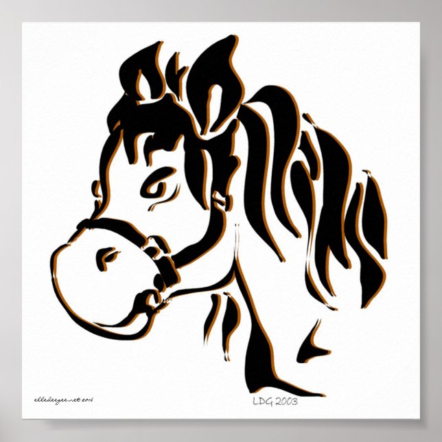 Póster Poster de esténcil de caballo (Frente)