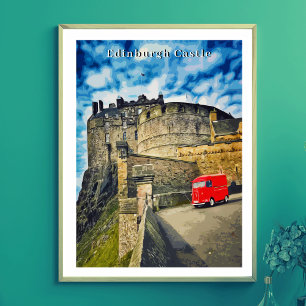 Póster Poster de estilo retro del castillo de Edimburgo S