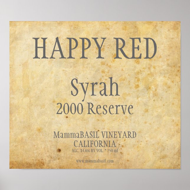 Póster Poster de etiquetas de vino (Frente)