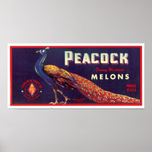 Póster Poster de etiquetas Peacock Melons