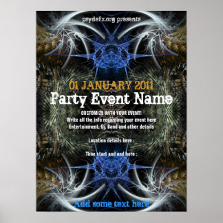 Póster Poster de evento de fiesta "Fractal Scifi"