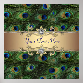Póster Poster de eventos de Fiesta de Peacock de oro verd