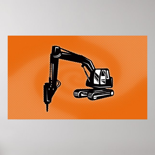 Póster poster de excavadora mecánica del excavador de con (Frente)