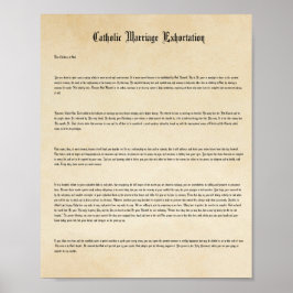 Póster Poster de exhortación al matrimonio tradicional ca