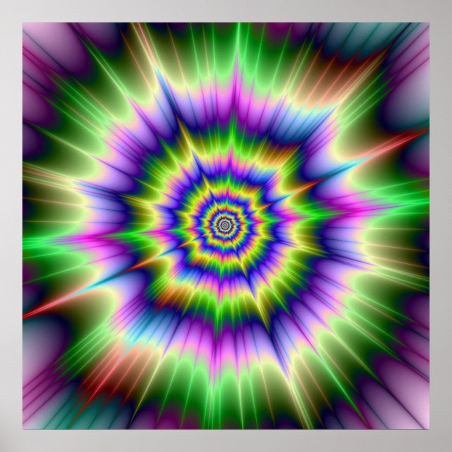 Póster Poster de explosión azul y amarillo verde (Frente)