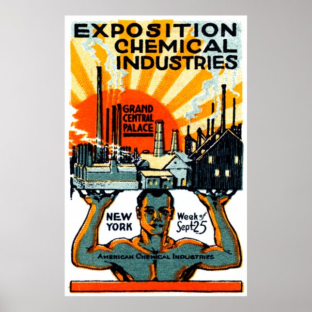 Póster poster de exposición química de 1917 (Frente)