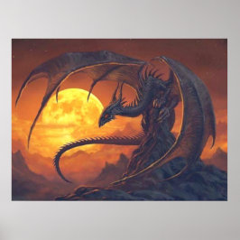 Póster Poster de fantasía de Dragon de Luna Llena