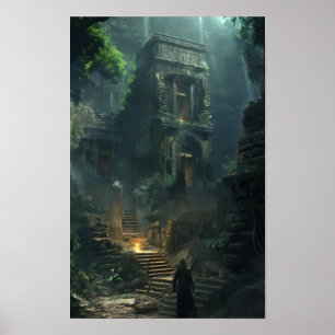 Póster Poster de fantasía místico de ruinas antiguas
