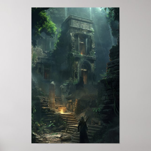 Póster Poster de fantasía místico de ruinas antiguas (Frente)