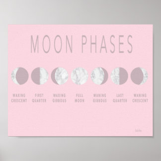 Póster Poster de Fases de Moon de Mármol Rosa