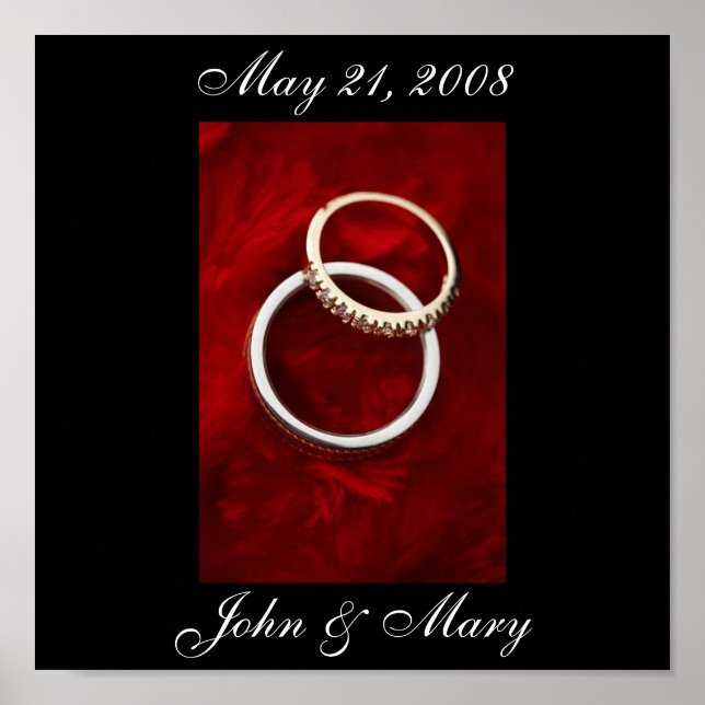 Póster Poster de fecha de boda hasta 15 x 15 (Frente)