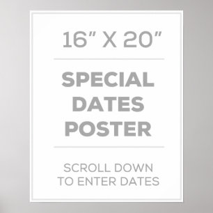 Póster poster de fechas especiales de 16" x 20"