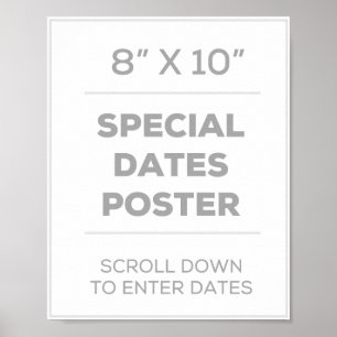 Póster poster de fechas especiales de 8" x 10"